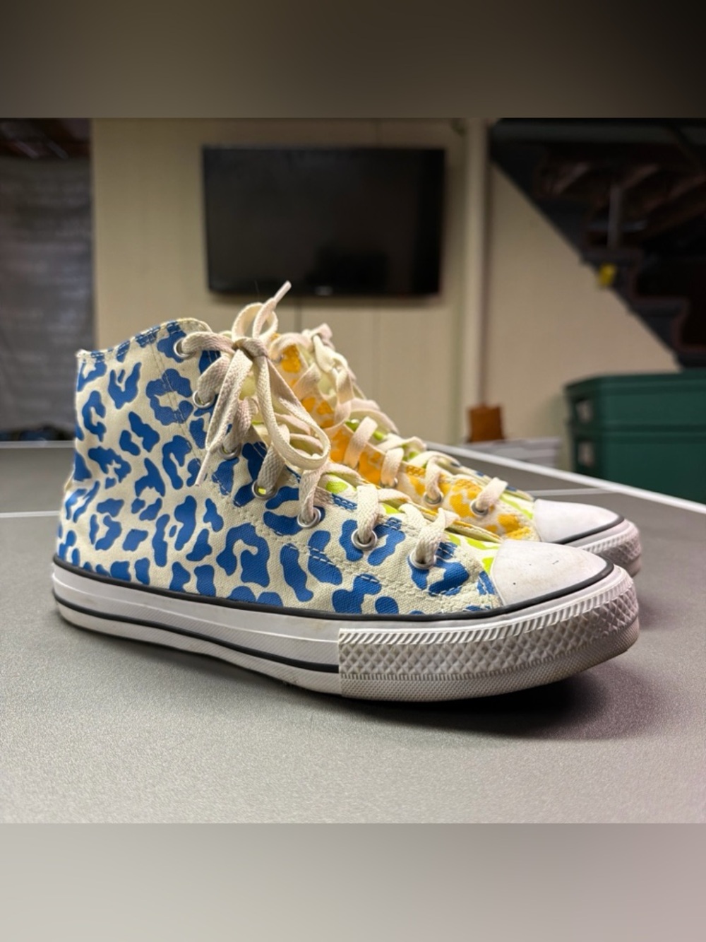Converse All Star HI Marquis Mills Juniors Sz 6 / 7.5 Leopard Print Chuck Taylor